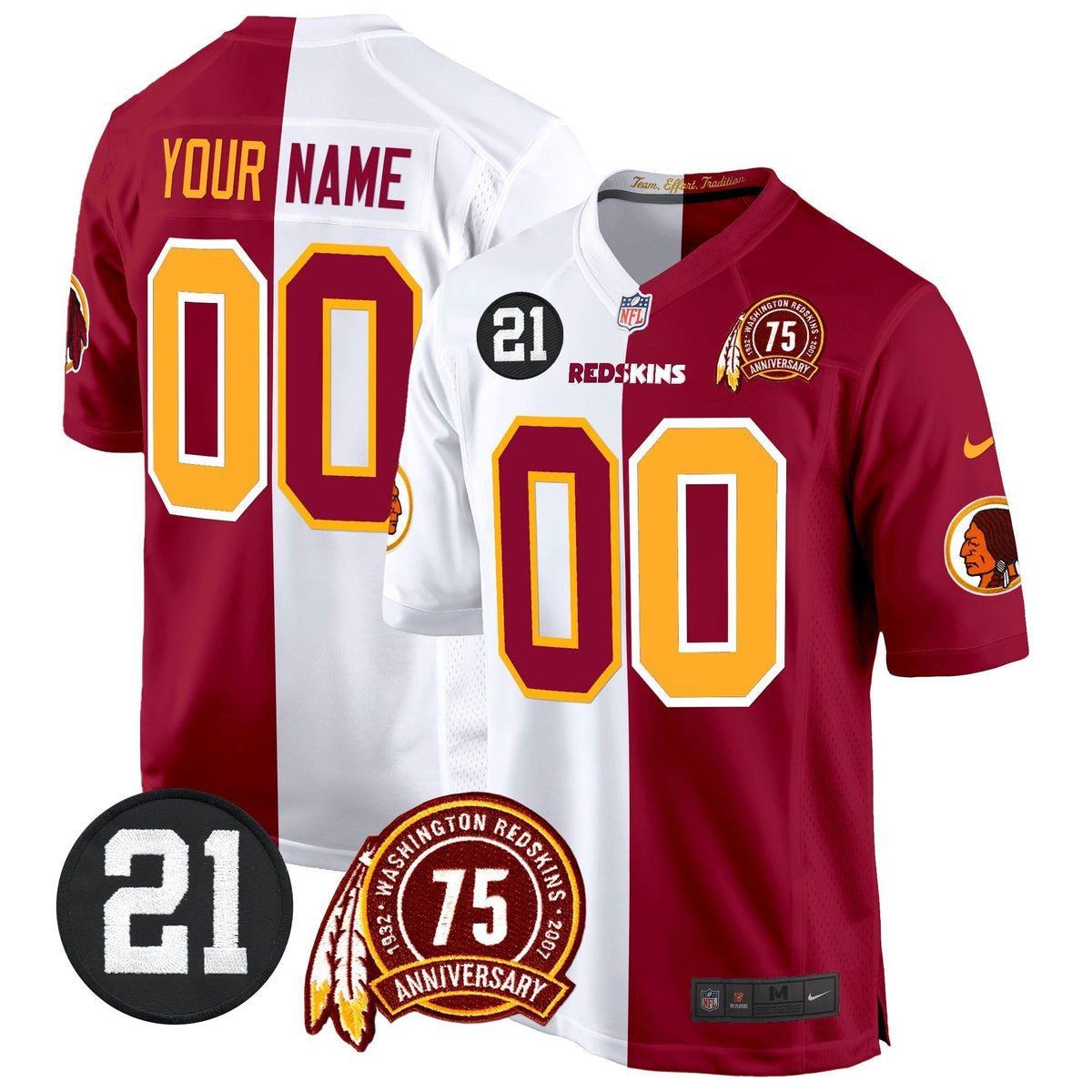 WR 75th & Sean Taylor Patch Game Custom Jersey - Stitched