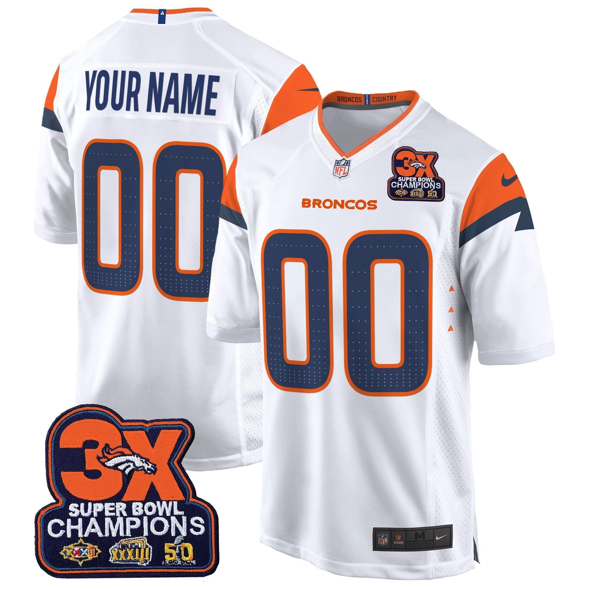 DEN 3-Time Champions Patch Game Custom Jersey - Al Stitched