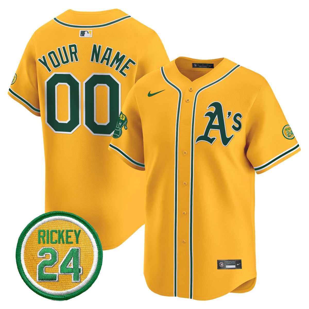 Oakland Athletics Rickey Henderson Patch Vapor Premier Limited Custom Jersey - All Stitched