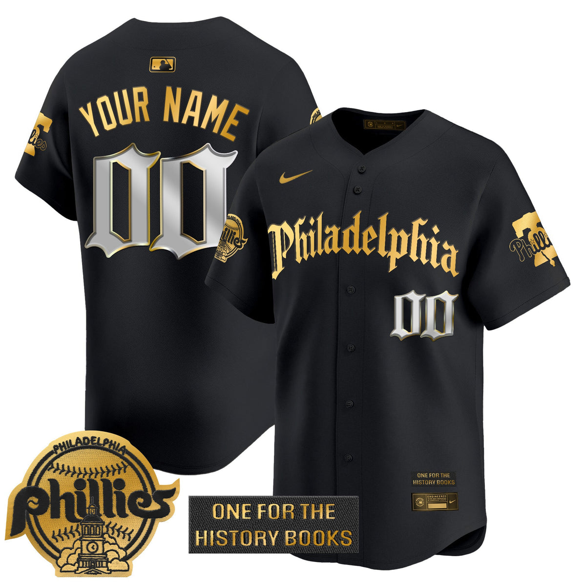Phillies 'Retro Newspaper Edition' Gold Vapor Premier Limited Custom Jersey - All Stitched