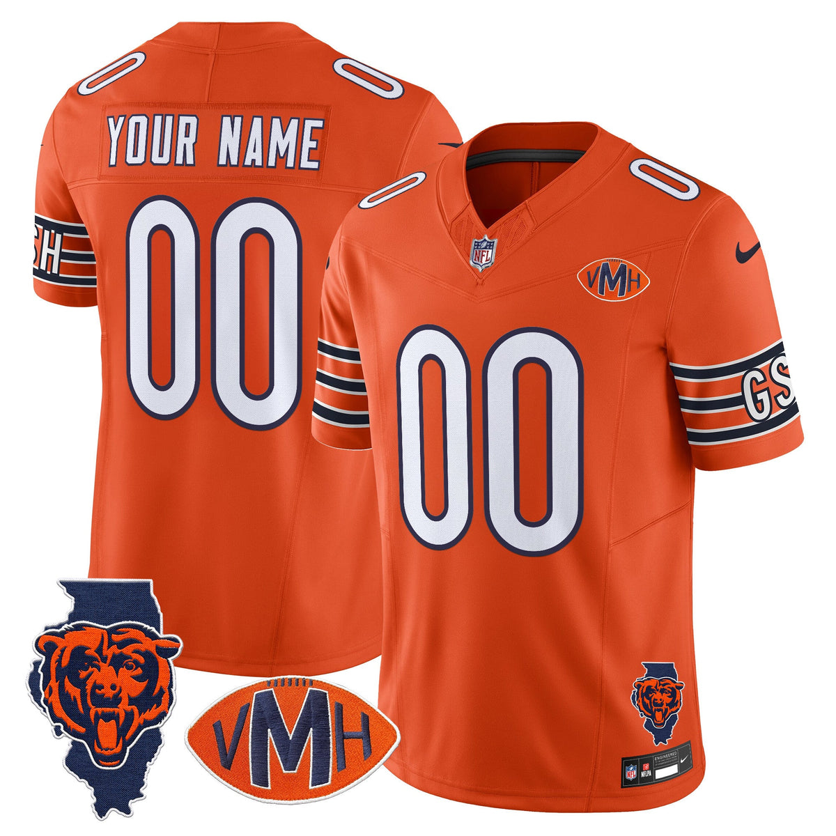 Chicago Bears Virginia McCaskey Memorial Patch Vapor Custom Jersey - All Stitched
