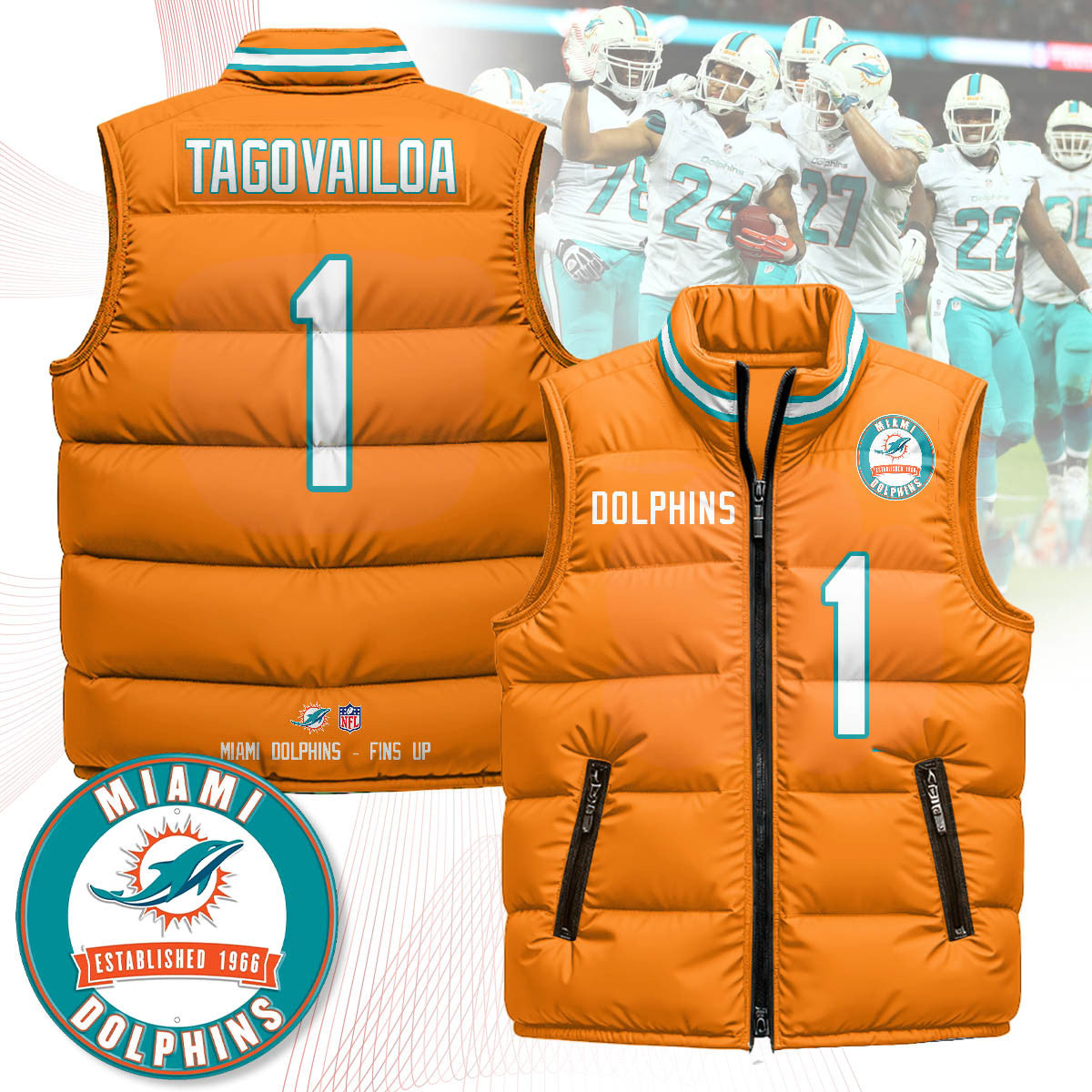 Miami Dolphins Unisex Puffer Vest