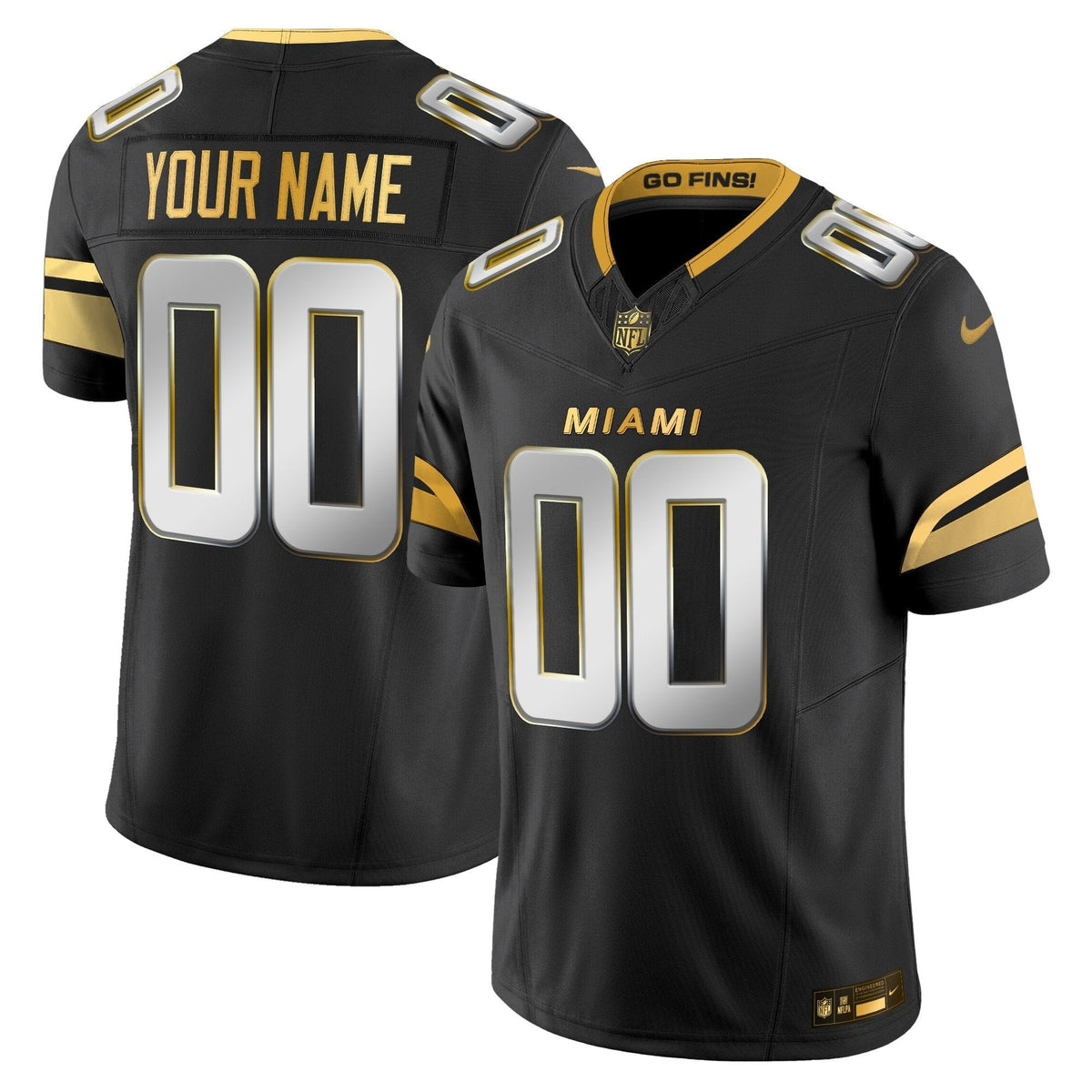 Miami Dolphins 2025 "Rivalries" Gold Vapor Limited Custom Jersey - All Stitched