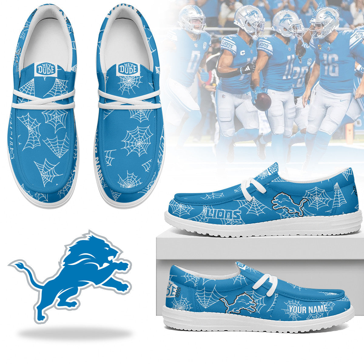 Men's Detroit Lions Halloween Hey Dude Shoes