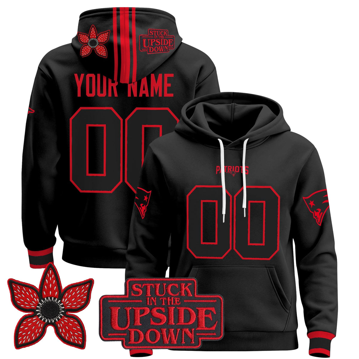 New England Patriots 'Stranger Things Edition' Premium Custom Pullover Hoodie - All Stitched