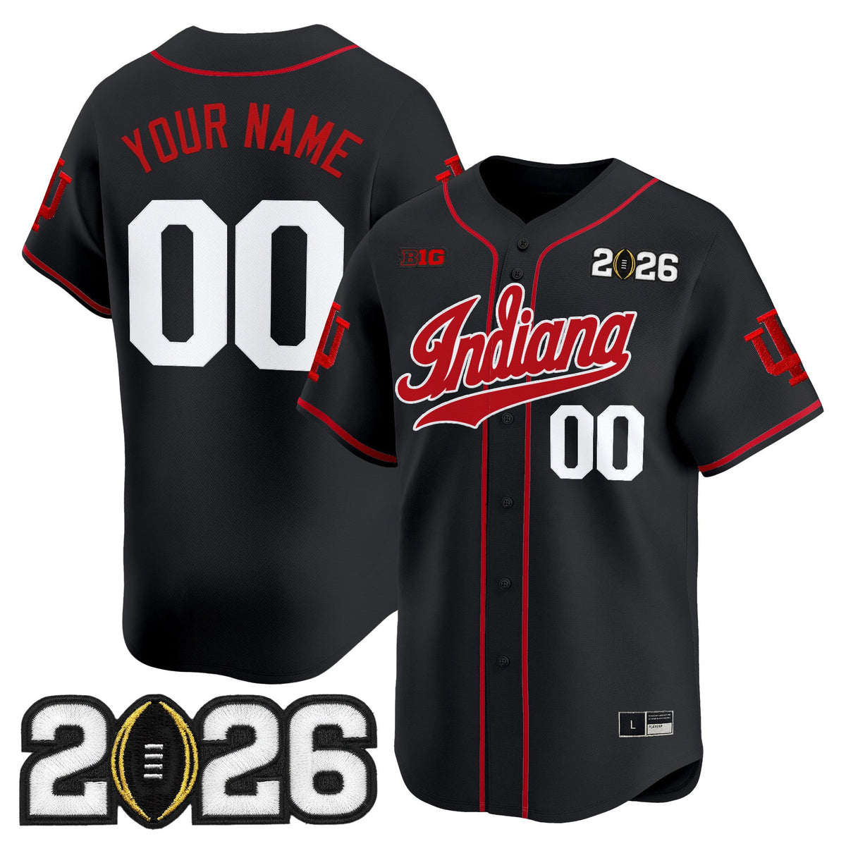 Indiana Hoosiers 2026 CFP Final Patch Vapor Baseball Custom Jersey - All Stitched