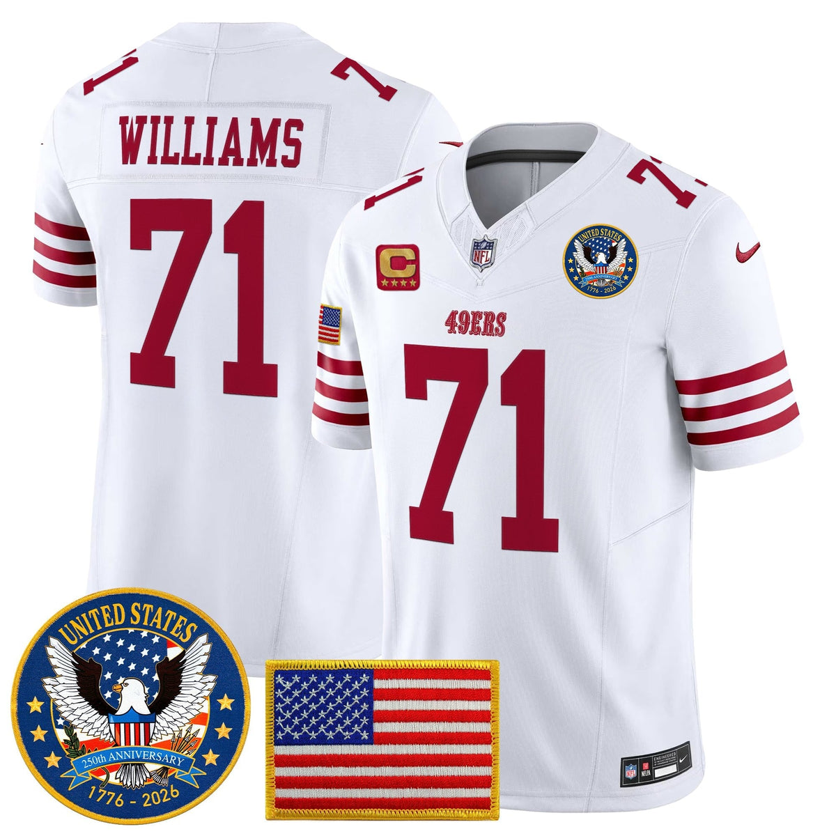 Men's San Francisco 49ers "United States 250th Anniversary Patch" Vapor Limited Jersey - All Stitched