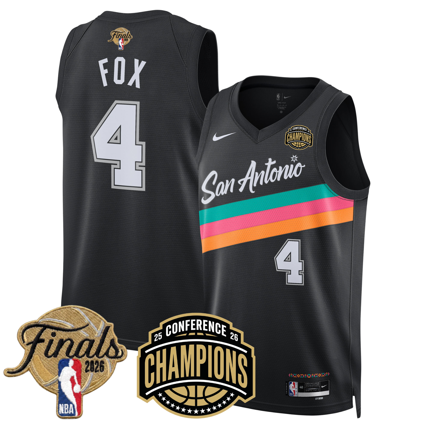 San Antonio Spurs 2026 NBA Western Conference Champions City 25/26 Jersey - Stitched (2)
