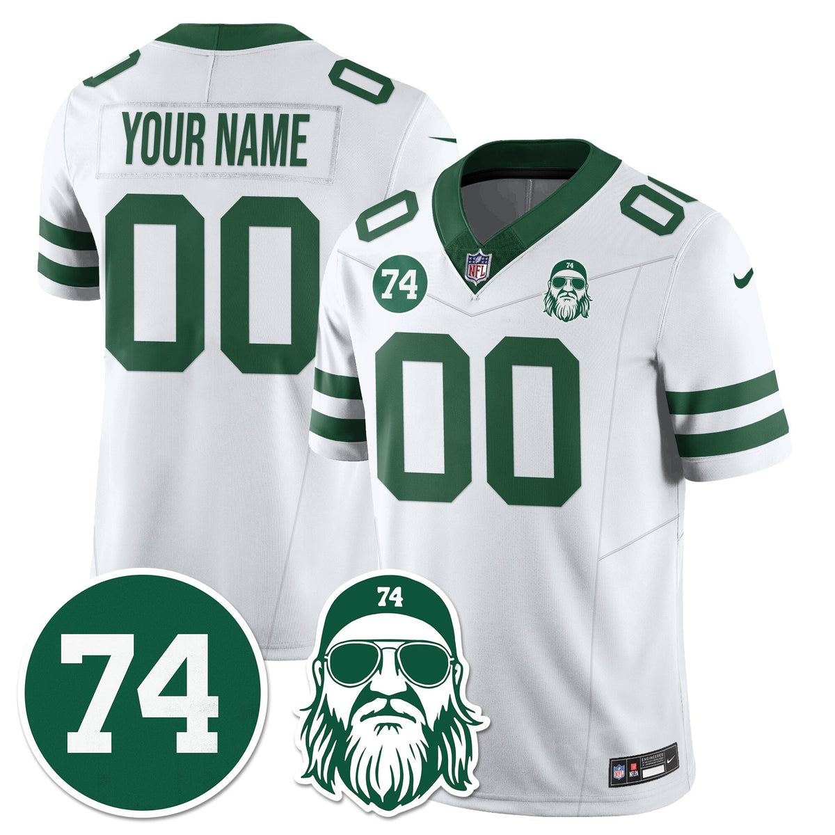 Custom NYJ Vapor Limited Jersey - Nick Mangold Patch - Stitched