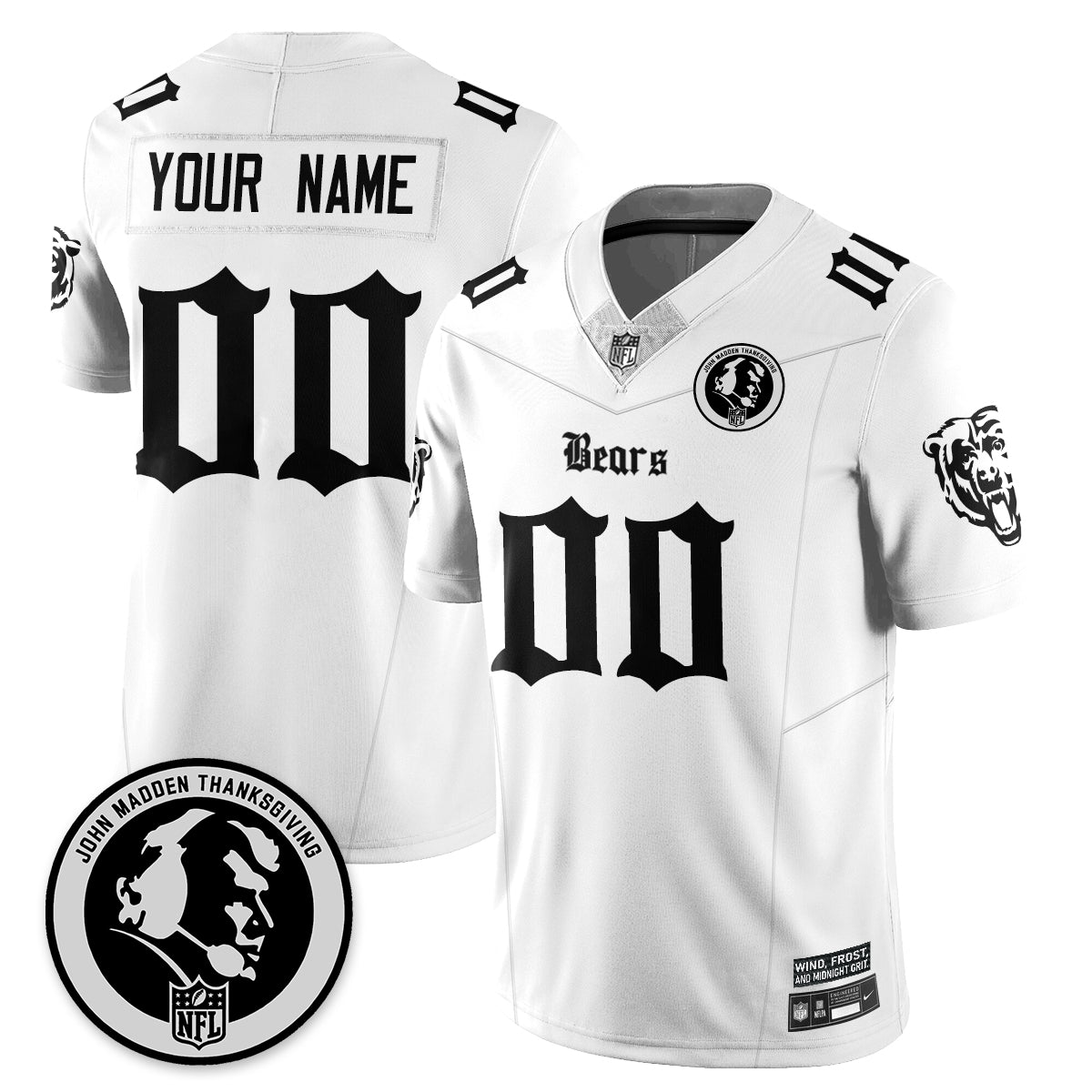 Custom CHI Gothic Vapor Limited Jersey - John Madden Patch - Stitched