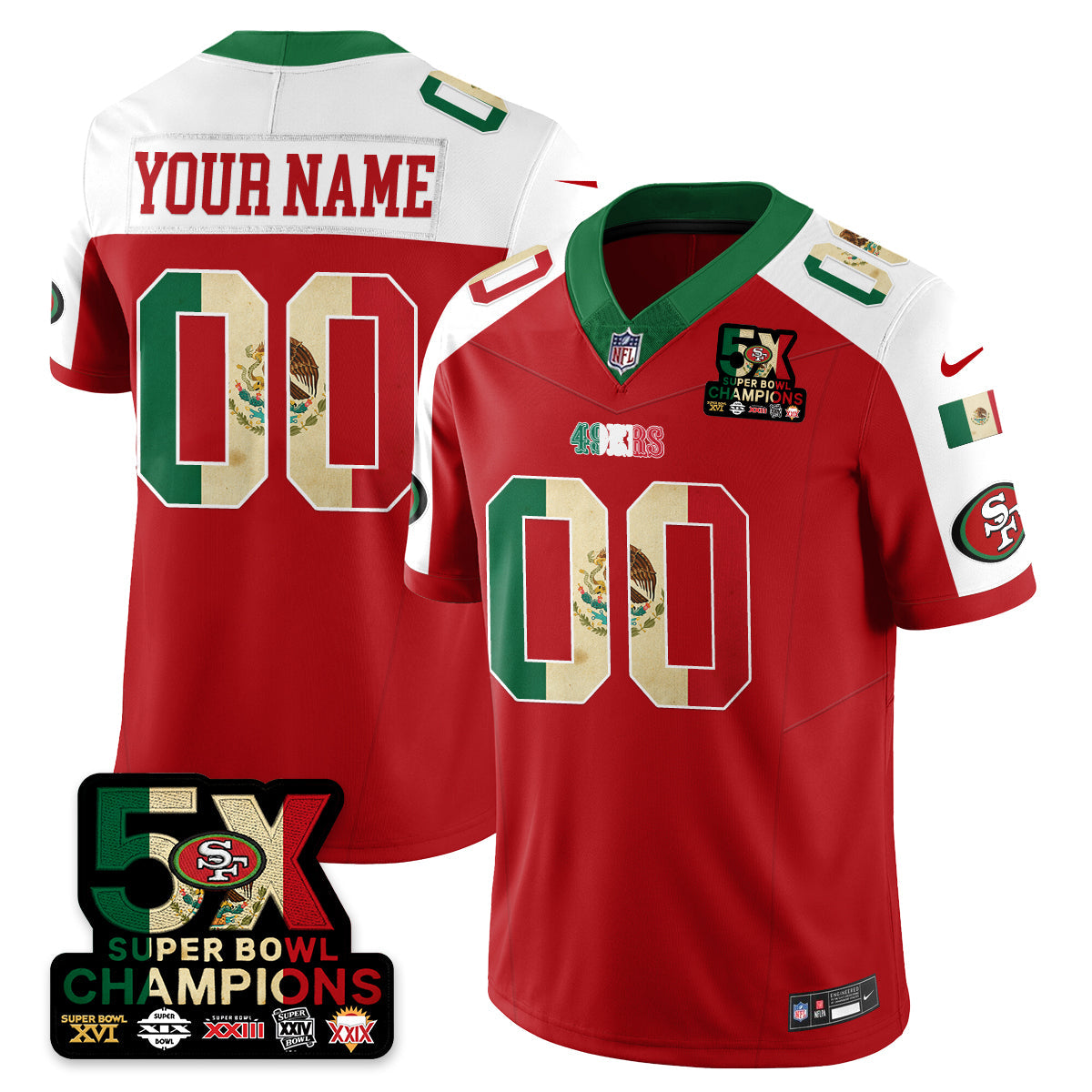 Custom SF Mexico Vapor Limited Jersey - Stitched