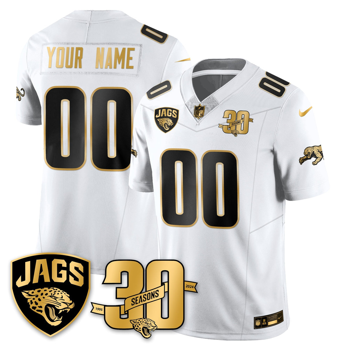 Custom DET 30th Season Patch Throwback Gold Vapor Limited Jersey - Stitched