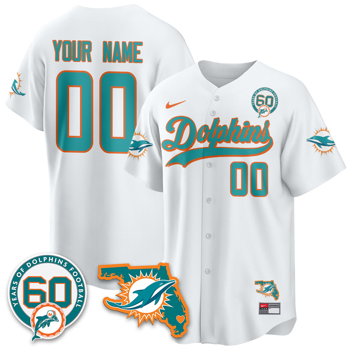 Custom MIA 60th Season Vapor Limited Baseball Jersey - Stitched