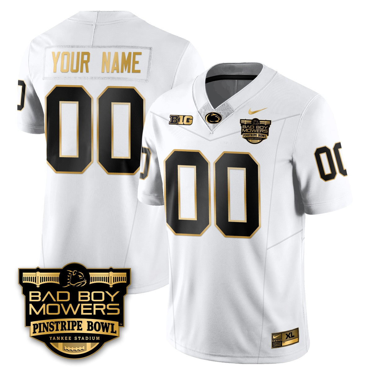 PSU Football Pinstripe Bowl Gold Jersey - Stitched