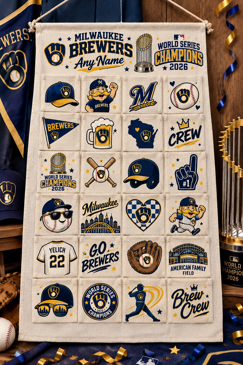 Milwaukee Brewers 2026 WS Champions Custom Wall Advent Calendar - Printed V3