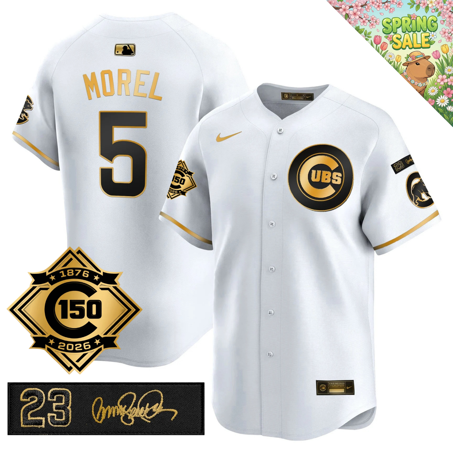 CHC 150th Anniversary & 'Ryne Sandberg Tribute' Patch Vapor Premier Limited Gold Jersey - All Stitched