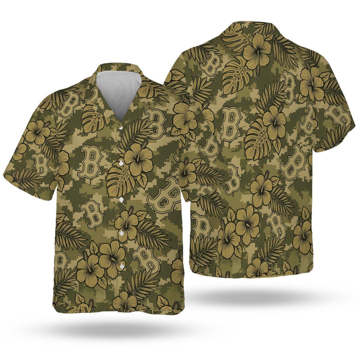 BOS Special Armed Forces Hawaiian Design Button Shirt V4