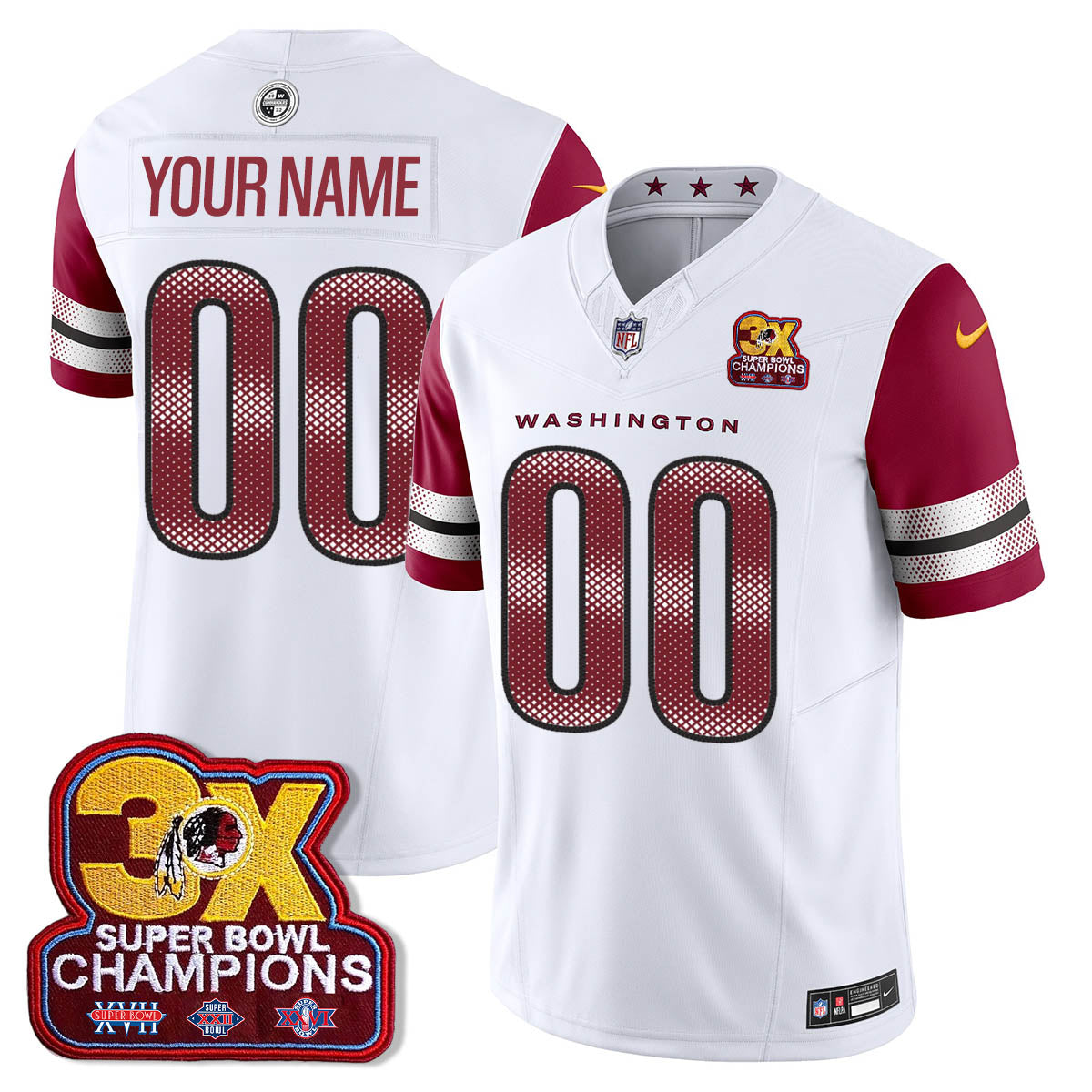 WAS 3-Time Champions Patch Vapor Limited Jersey - Stitched