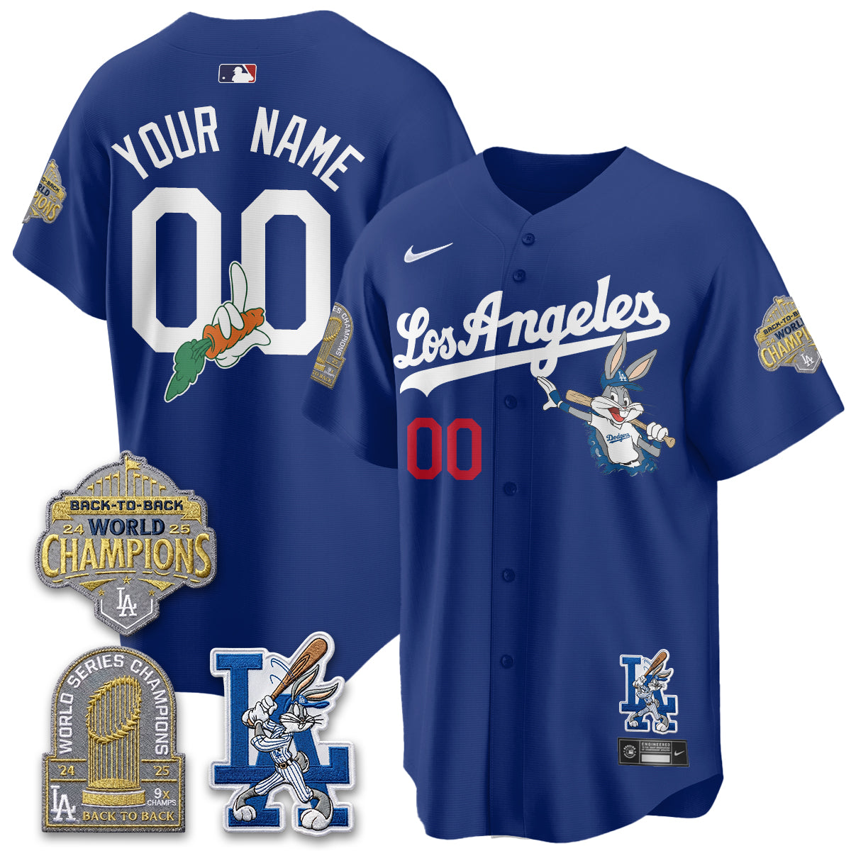 Los Angeles Dodgers Bunny Vapor Limited Custom Jersey - All Stitched