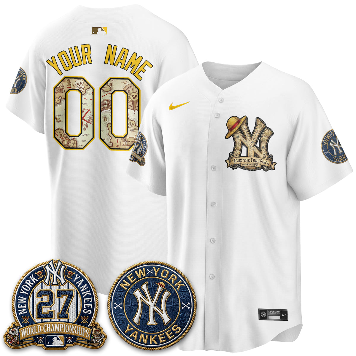 New York Yankees x OP Japanese Cartoon Limited Custom Jersey - Stitched