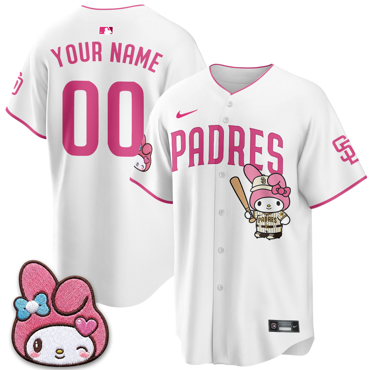San Diego Padres x Pink Sanrio Friend Vapor Custom Jersey - Stitched