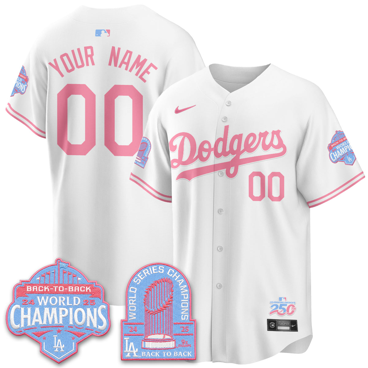 Los Angeles Dodgers x Bubblegum Vapor Custom Jersey - Stitched