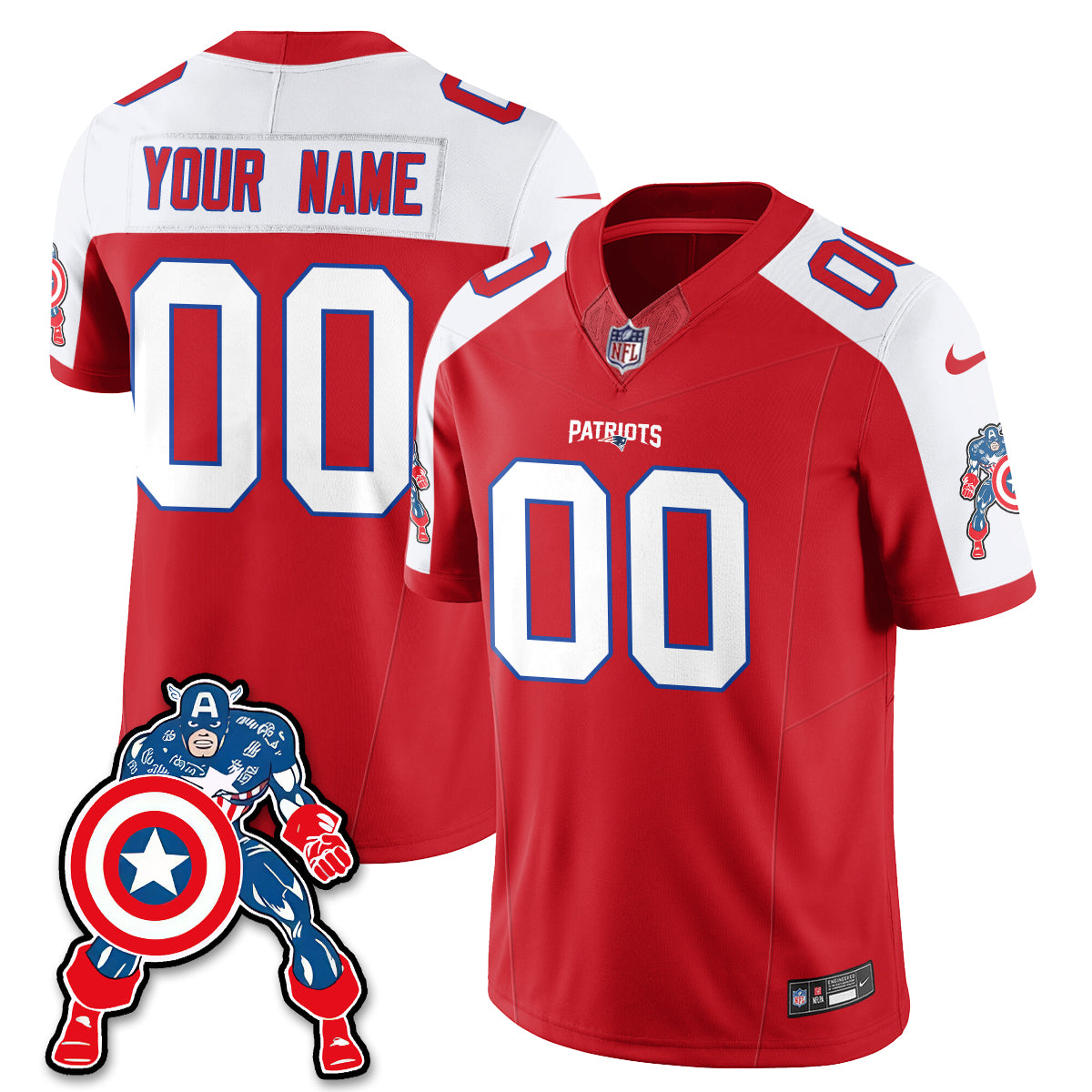 New England Patriots x Vibranium Shield Edition Vapor Custom Jersey - Stitched