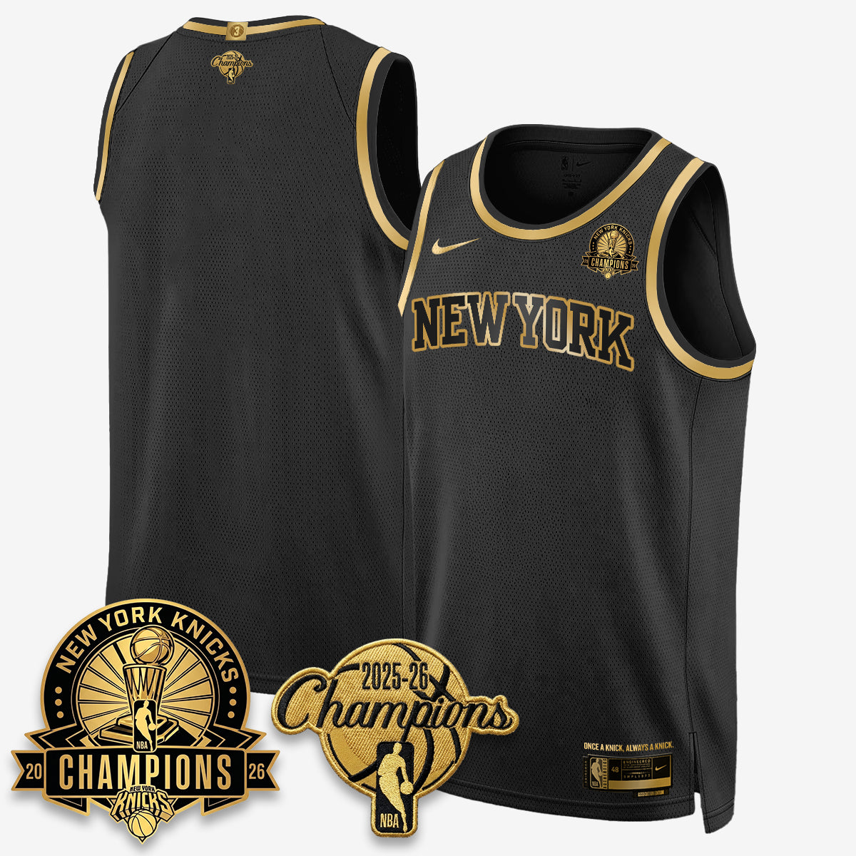 New York Knicks 2026 Basketball Champions Gold Edition Vapor Jersey- Stitched