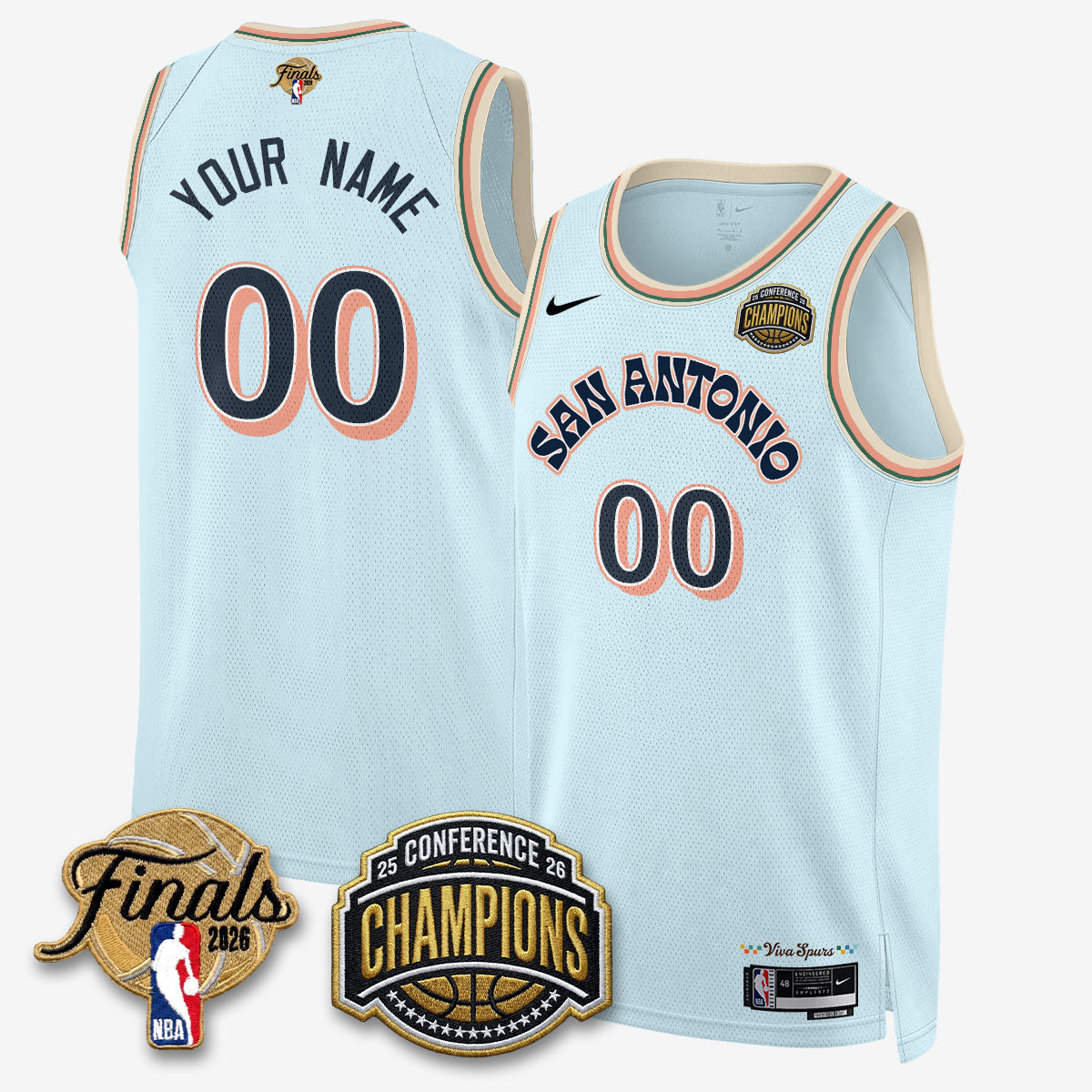 San Antonio Spurs 2026 NBA Western Conference Champions Vapor City Edition Custom Jersey - Stitched