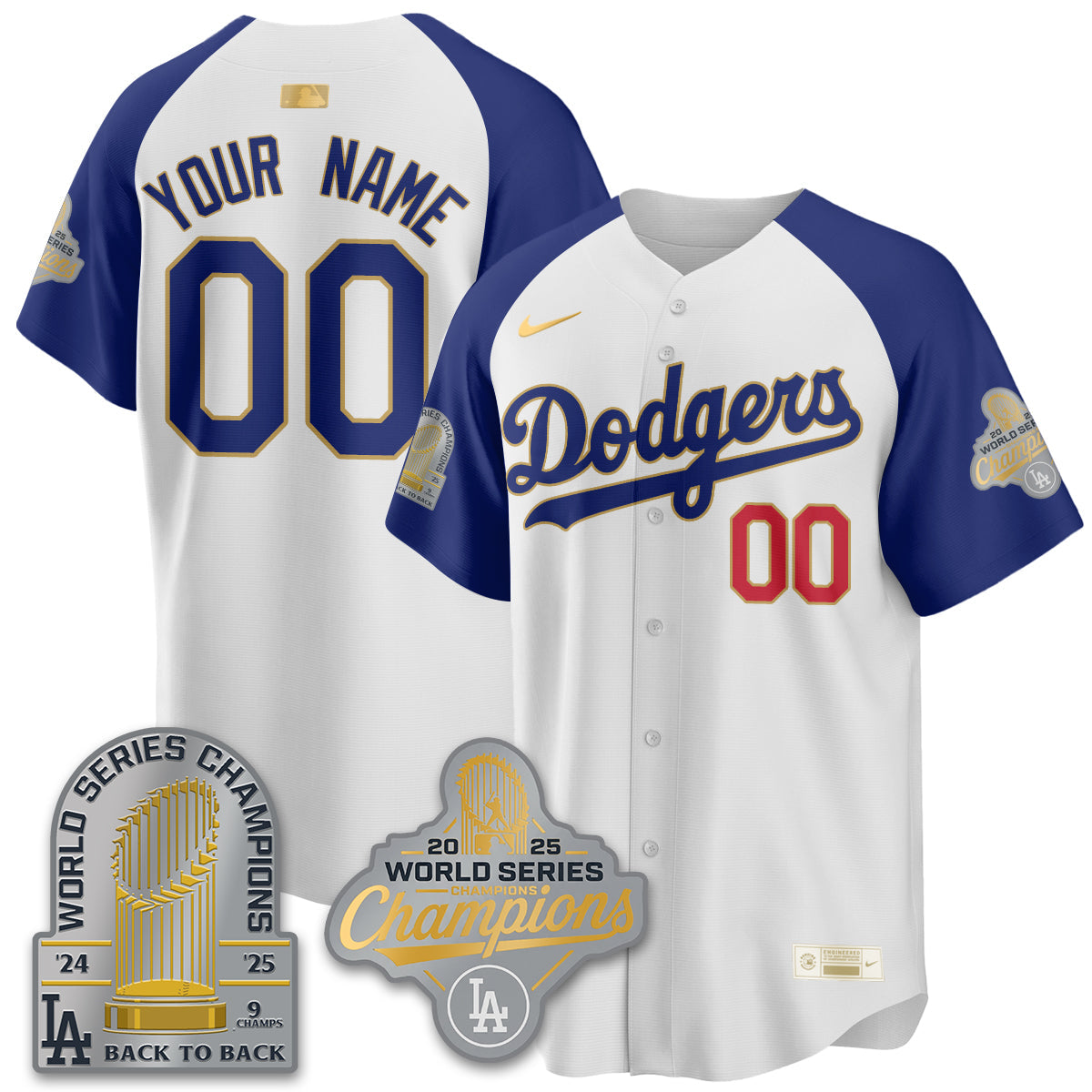 LAD Gold Collection Stadium Vapor Limited Custom Jersey - 9x Champs - Stitched