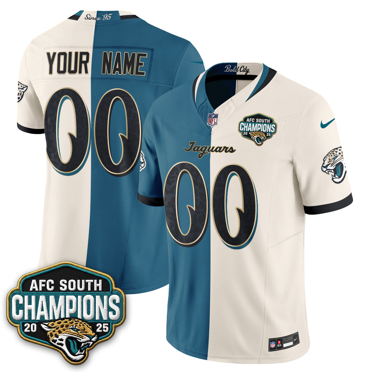 Jacksonville Jaguars 2026 Rivalries Split Vapor Custom Jersey - Stitched