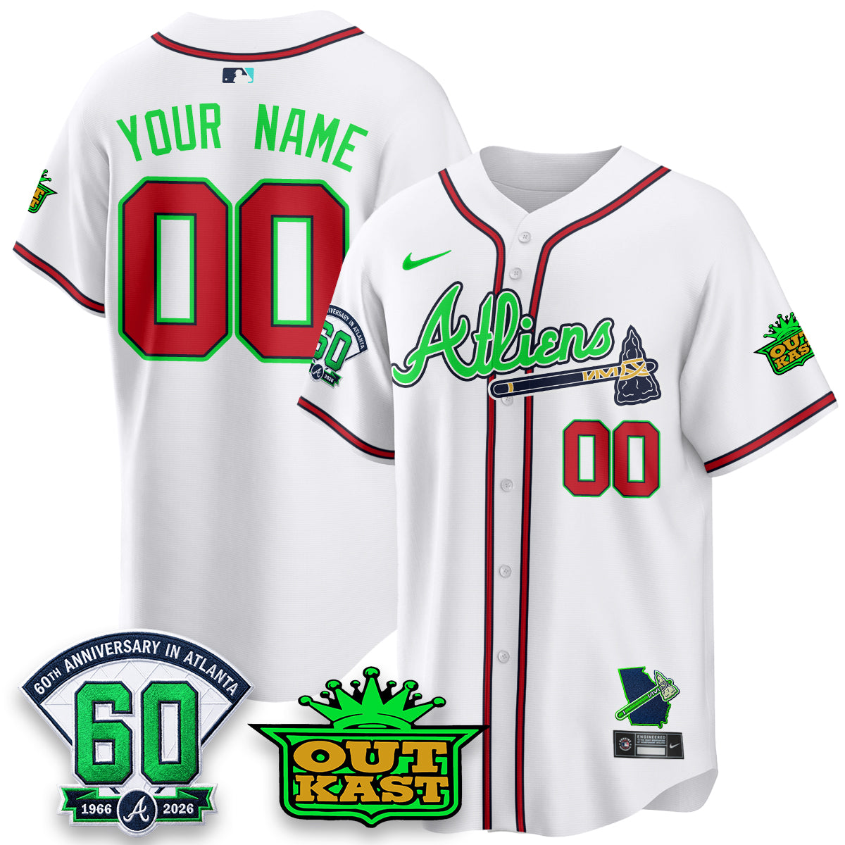 Atlanta Braves x Atliens Cool Base Galaxy Version Custom Jersey - Stitched