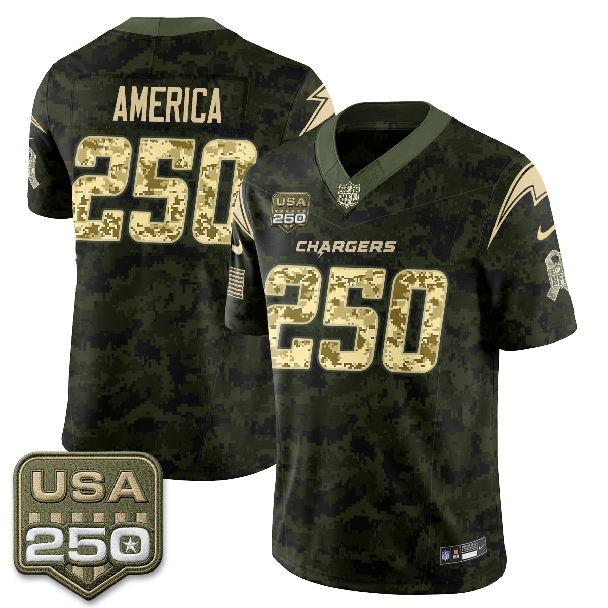 Los Angeles Chargers 2026 Salute to Service Vapor Jersey - Stitched