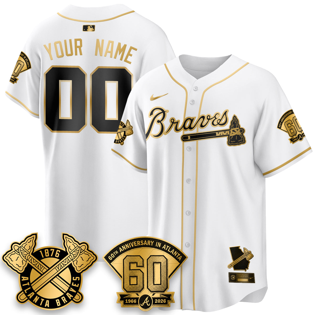 Atlanta Braves 60th Anniversary Special Edition Vapor Limited Custom Jersey - All Stitched