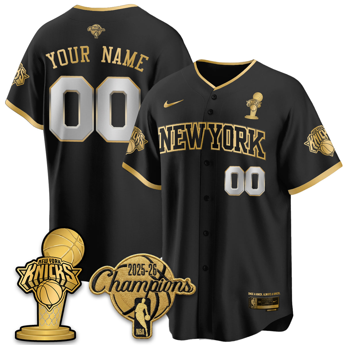 New York Knicks 2026 NBA Champions Vapor Custom Jersey - Stitched