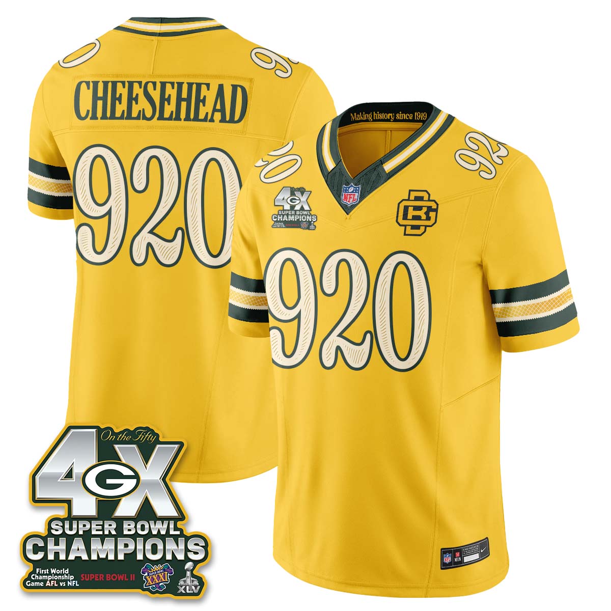 Green Bay Packers 2026 Rivalries 4X Champs Vapor Jersey - Stitched
