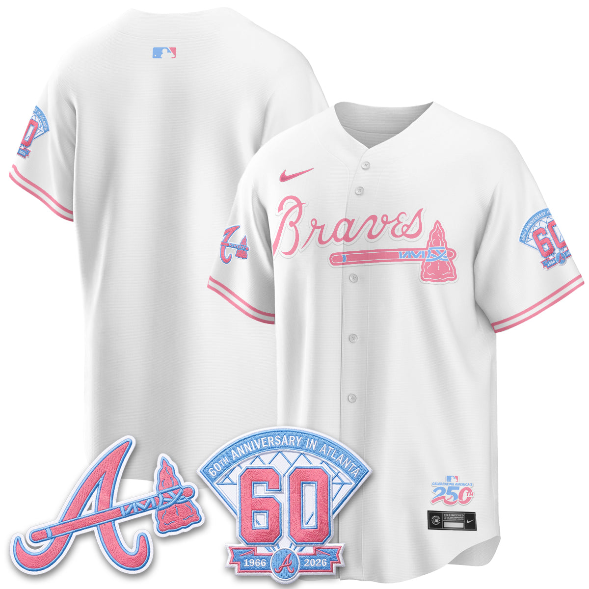 Atlanta Braves x Bubblegum Vapor Jersey - Stitched