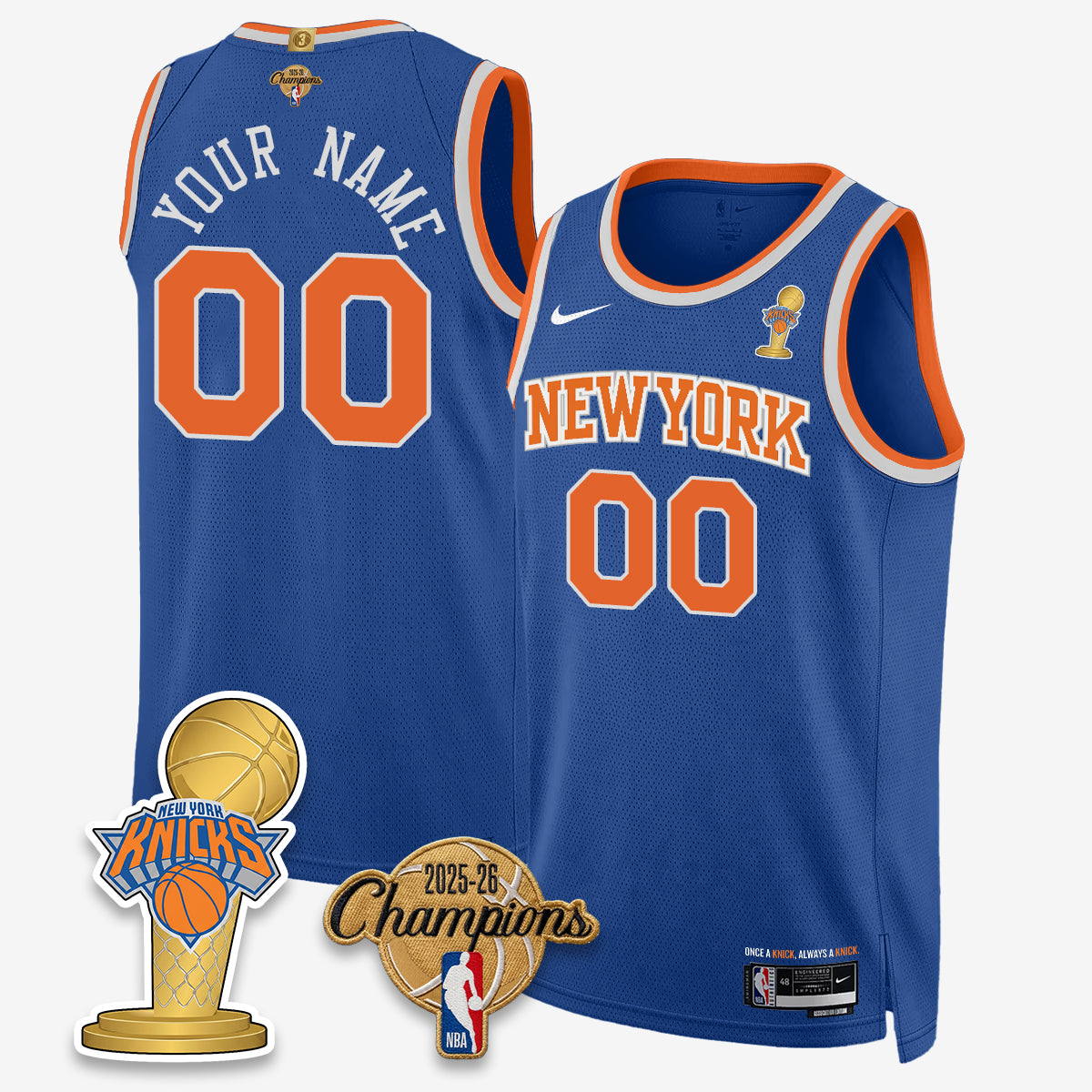 New York Knicks 2026 Basketball Champions Vapor Custom Jersey - Stitched