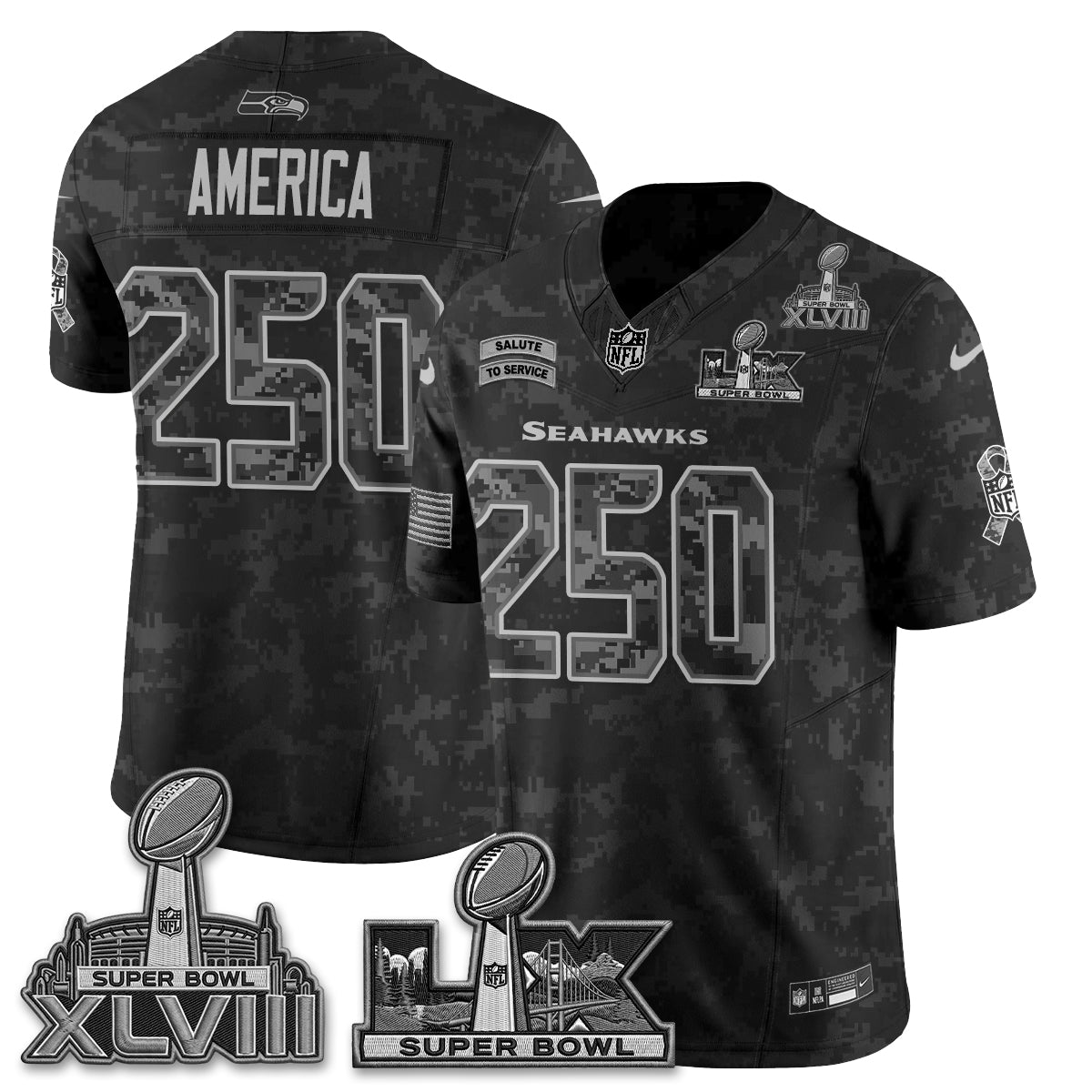 Seattle Seahawks 2026 Salute to Service V2 Vapor Jersey - Stitched