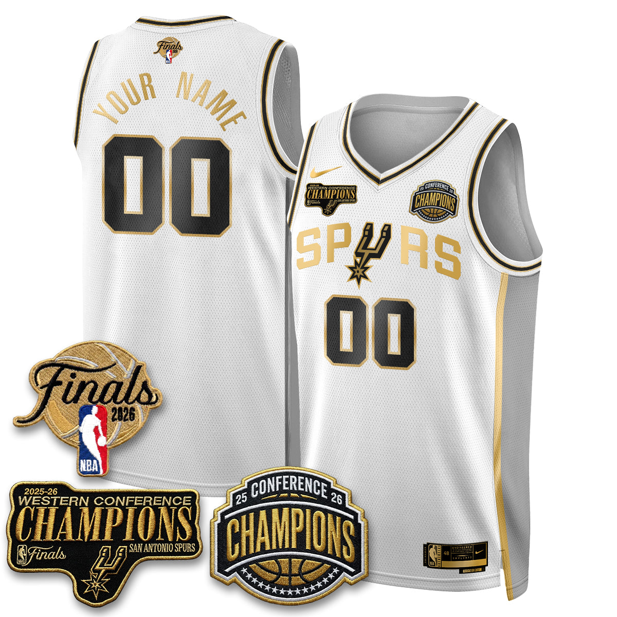 San Antonio Spurs 2026 NBA Western Conference Champions Vapor Special Edition Custom Jersey - Stitched