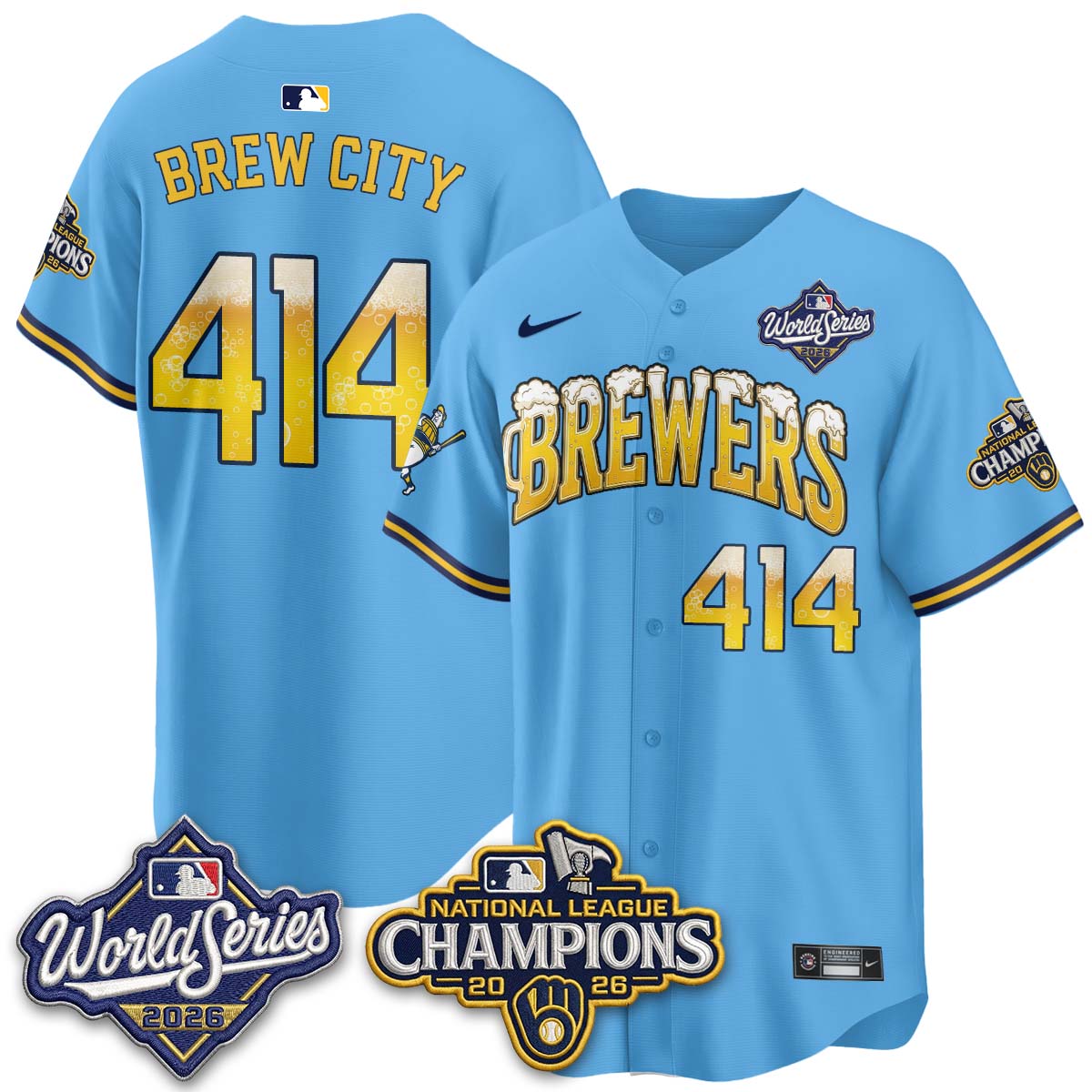 Milwaukee Brewers "Pitcher & Pint" WS26 & 2026 NL Champions Vapor Jersey - Stitched (V3)