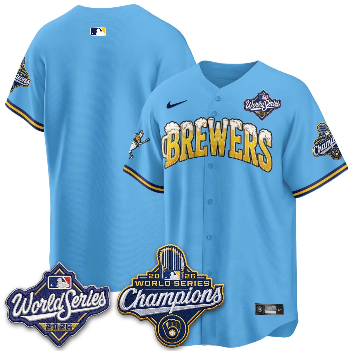 Milwaukee Brewers "Pitcher & Pint" 2026 WS Champions Vapor Jersey - Stitched