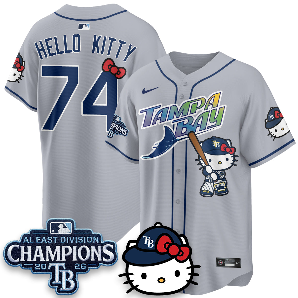 Tampa Bay Rays x Meow KT 2026 AL East Champs Vapor Jersey - Stitched-NQD