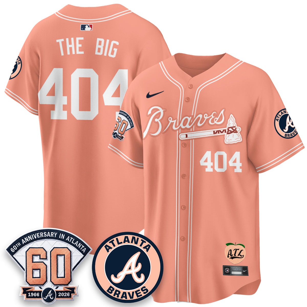 Atlanta Braves 60th Anniversary Peach Edition Vapor Premier Limited Jersey - All Stitched (1)
