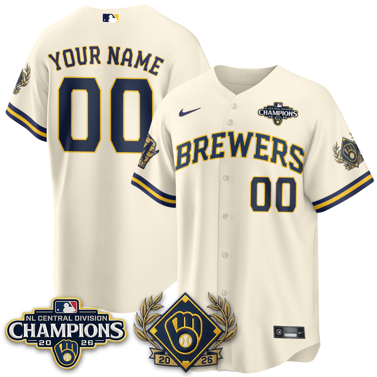 Milwaukee Brewers 2026 NL Division Champs Vapor Custom Jersey - Stitched-NQD