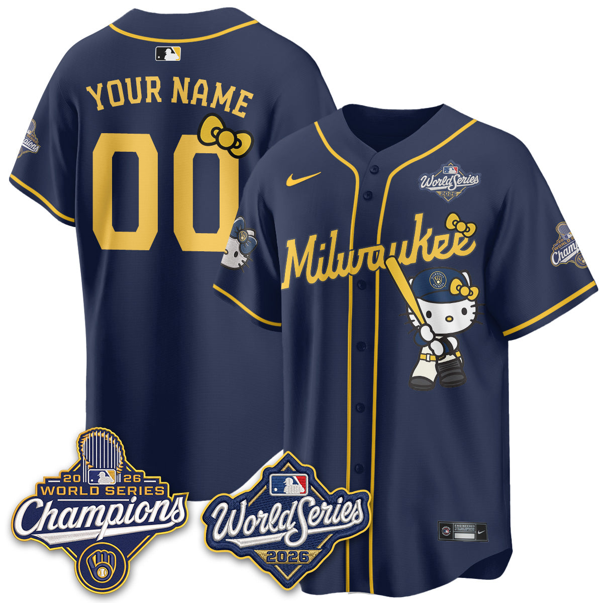 Milwaukee Brewers 2026 WS Champions x Meow KT Custom Vapor Jersey - Stitched