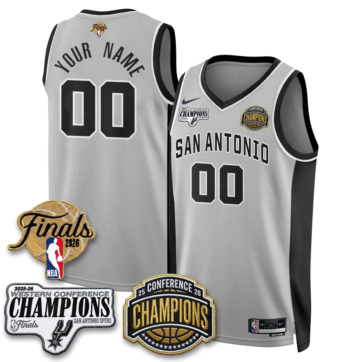 San Antonio Spurs 2026 NBA Western Conference Champions Vapor Custom Jersey - Stitched