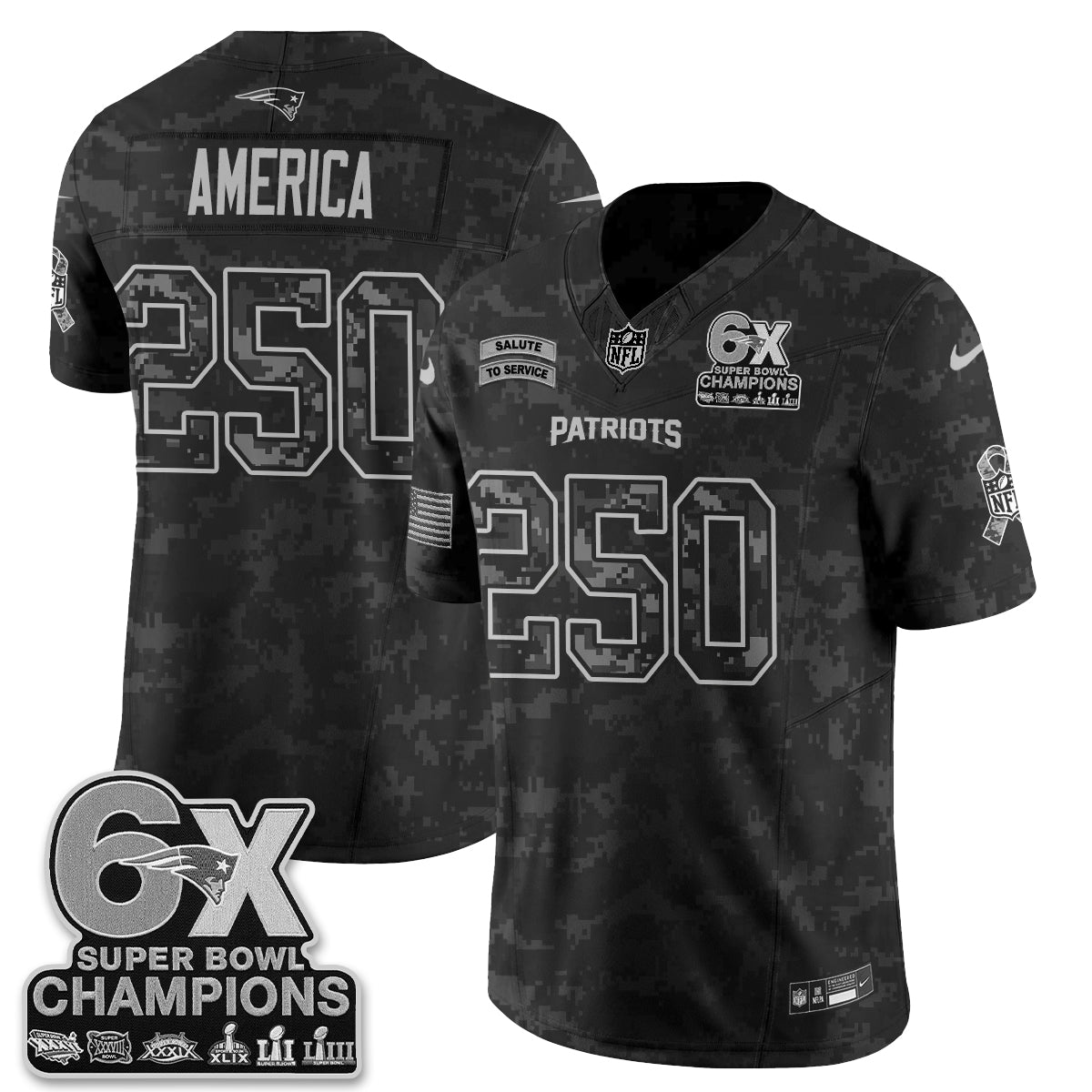 New England Patriots 2026 Salute to Service Vapor Jersey V2- Stitched