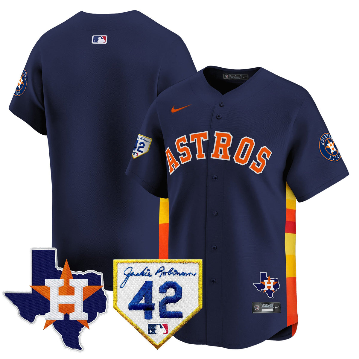 Men's Houston Astros 2024 Robinson & Texas Patch Vapor Premier Limited Jersey - All Stitched