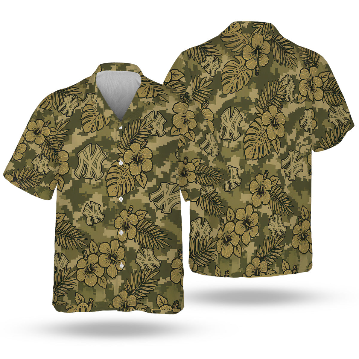NYY Special Armed Forces Hawaiian Design Button Shirt V4